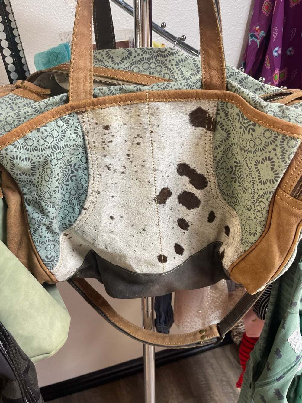 Amazon.com | Myra Bag Floral Cowhide & Upcycled Canvas Travel Bag S-1160 | Trave